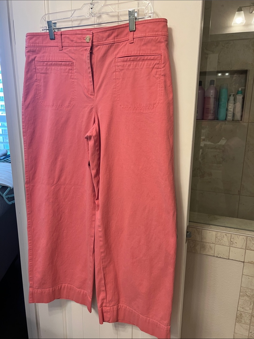Talbots Cropped Wide-Leg Pants in Coral Pink